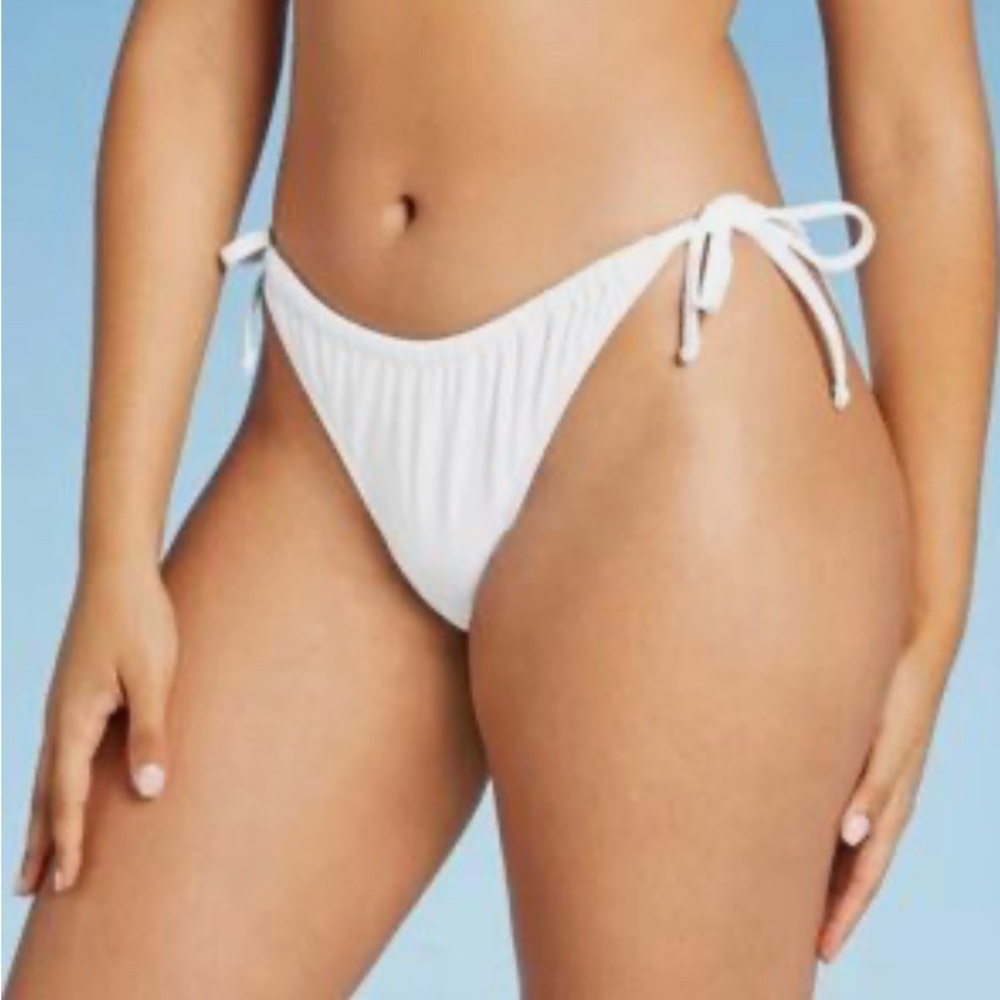 xhilaration swimwear white bikini bottoms - side tie